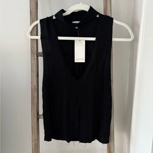 Tobi Black V-Neck Tank Cut Out Top